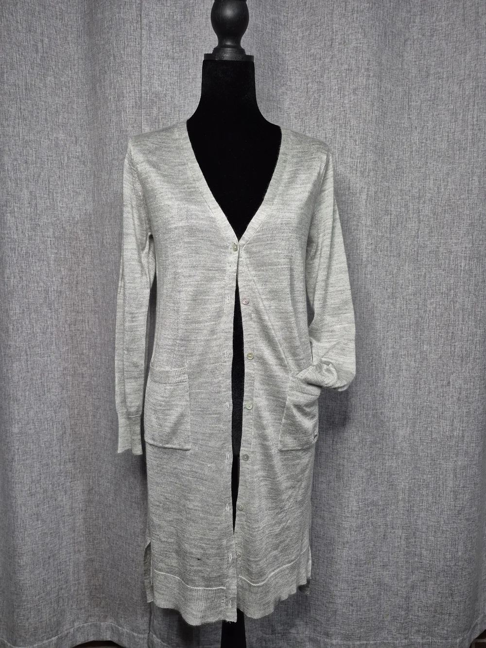EXPRESS Gray Longline Button Front Cardigan Sweater Size S/P